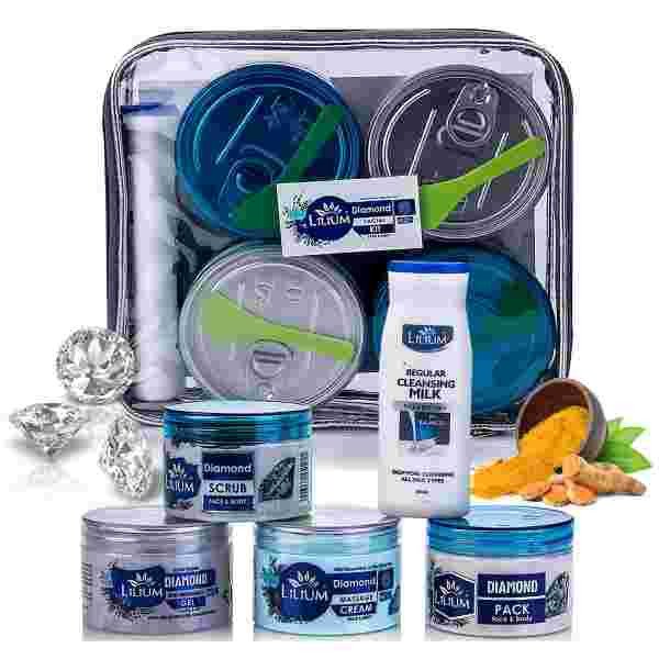 Lilium Diamond Facial Kit 1100g | Complete Skincare Set Intensive Rejuvenation & Brightening | Radiant Elegance & Unparalleled Glow | For Women & Men | 100% Vegan | All Skin Types
