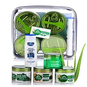 Lilium Aloe Vera Facial Kit 1100g | Complete Skincare Set For Deep Hydration & Radiant Glow | Gentle Cleansing & Soothing | For Women & Men | 100% Vegan & Chemical Free | All Skin Types