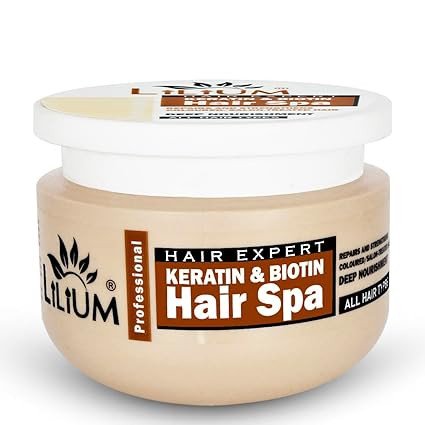 Lilium Professional Hair Spa Cream with Keratin & Biotin treatment, Revitalize & Strengthen Your Colored Hair, Ideal For Dry, & Weakened Locks, Suitable For All Hair Types