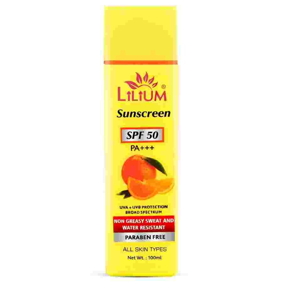 Lilium Sun Protect Sunscreen Lotion SPF 50 PA+++ for Non Greasy Sweat and Water Resistant, 100ml