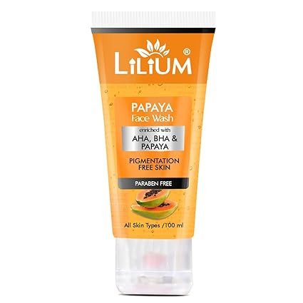 Lilium Papaya Face Wash 100ml | Enriched with AHA, BHA & Papaya | Pigmentation Free Skin | Paraben Free | All Skin Types