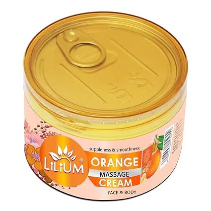Lilium Orange Face & Body Massage Cream, 250gm | Suppleness & Smoothness, Paraben Free, Antioxidant, Radiant Complexion, Hydration Infusion, Lightweight & Quick Absorbent