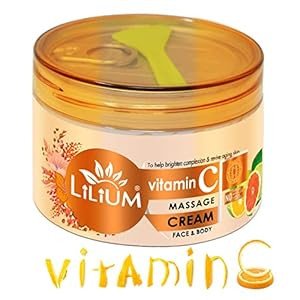 Lilium Vitamin C Face & Body Massage Cream, 250g | To Help Brighten Complexion & Revive Aging Skin, Paraben Free, Brightening Effect, Hydration & Nourishment, All Skin Types