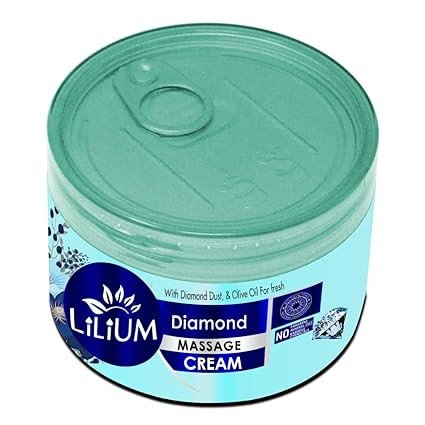 Lilium Diamond Face & Body Massage Cream 250gm, With Diamond Dust & Olive Oil, Revitalizes Dull Skin, Promotes Radiance & Luminosity, Non-Greasy, Quick Absorption, All Skin Types