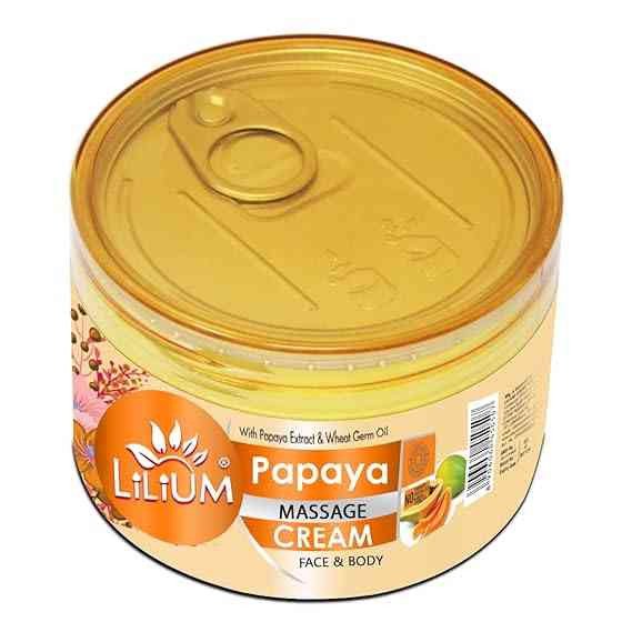 Lilium Papaya Face & Body Massage Cream, 250gm | Enriched With papaya Extract & Wheat Germ Oil, Paraben Free | Skin Renewal, Radiance & Luscious Texture, Suitable For All Skin Types