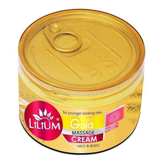 Lilium Radiant Gold Face & Body Massage Cream 250gm, For Younger Looking Skin, Lavish Gold Infusion, Promotes Skin Elasticity, Deep Nourishment, Radiant & Luminous Glow, All Skin Types