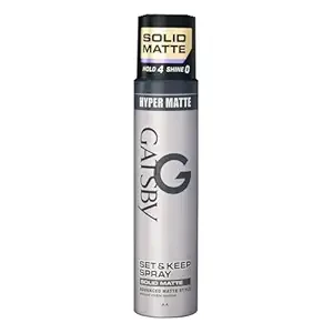 GATSBY Set & Keep Hair Spray - Solid Matte, 250ml - Strong Hold | Matte Finish | UV Protection | Non-Sticky Formula | Residue Free Styling | Long Lasting | Dermatologically Tested