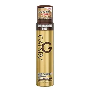 Gatsby Set & Keep Hair Spray - Ultra Hard 45g | Quick Drying, Long Lasting Hold, No Flaking, Natural Shine, & Easy Wash Off | Contains UV Ray Protector | Hair Spray For Salon Like Finish