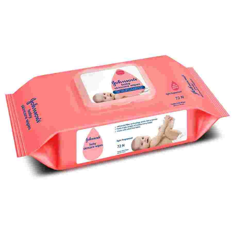 Johnson's Baby Skincare Wipes with Lid, (72 Wet Wipes), White, Large