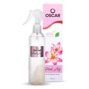 Oscar Natural Pink Lily Air Freshener Spray | Air Freshener for Home, Bathroom, Office & Car | Long Lasting Natural Floral Pink Lily Fragrance | Floral Room Freshener Spray |250ml