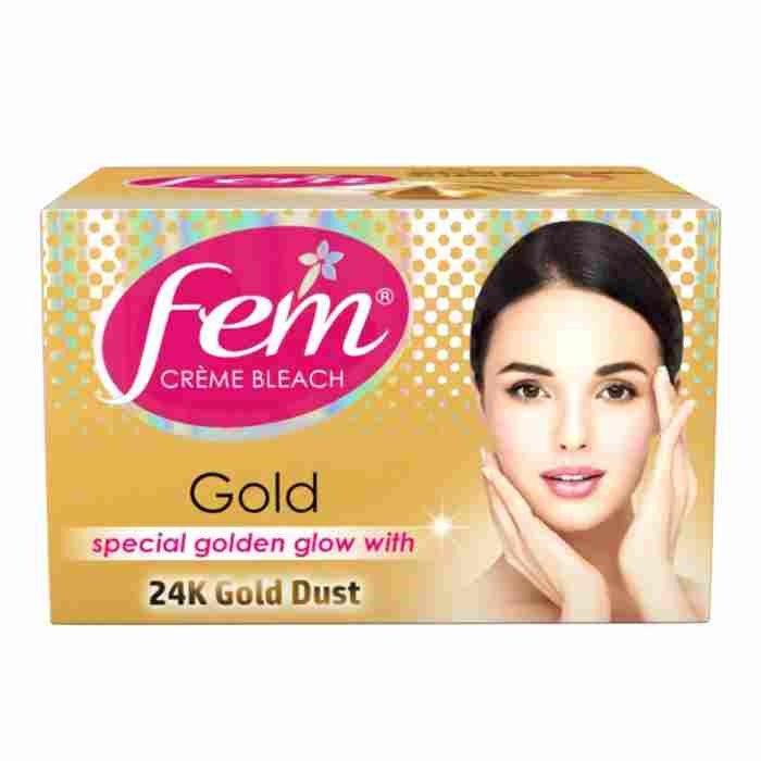 Fem Fairness (Gold Ultra) Crème Bleach Advanced Parlour Like Glow System | Removes Tan, Brightens Skin & Gives Radiant Complexion | For All Skin Types | No Added Ammonia