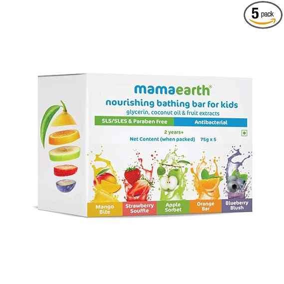 Mamaearth Fruit based Nourishing Clear Bathing Bar Baby Soap with Glycerine, For Kids – 75g x 5, white, one size