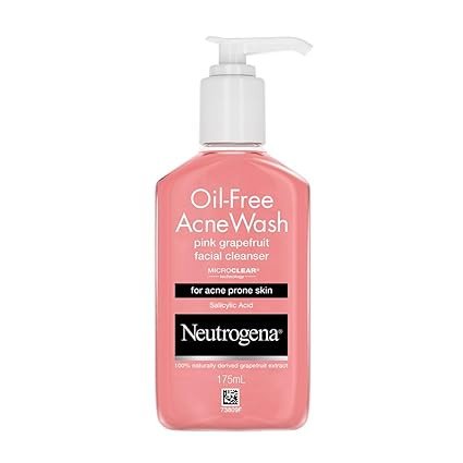 Neutrogena Oil Free Acne Wash | Pink Grapefruit | Deep Cleansing Face Wash with Salicylic Acid | Alcohol Free, Non Comedogenic & Dermatologically Tested | For Oily Acne Prone Skin | 175ml