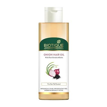 Biotique Onion Black Seed Hair Oil for Silky and Strong Hair, 200ml | Controls Hair Fall, Promotes Growth