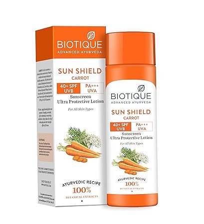 Biotique Bio Carrot Face And Body Sun Lotion All Skin Type SPF 40 Uva/Uvb, 120Ml