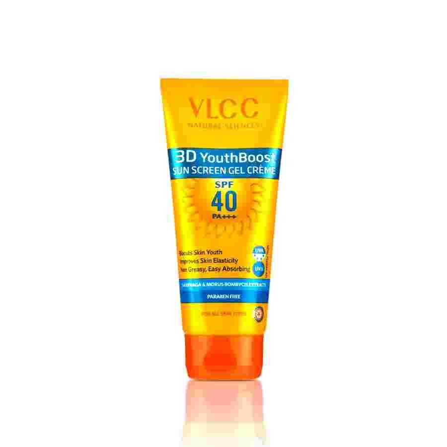 VLCC 3D Youth Boost SPF 40 +++ Sunscreen Gel Crème | UVA & UVB Protection | Broad Spectrum Sunscreen for Skin Elasticity, Firmness & Reduced Skin Pigmentation.