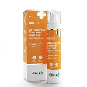 The Derma Co 1%  Hyaluronic Sunscreen Aqua Ultra Light Gel With Spf 50 Pa++++ For Broad Spectrum, UV A, UV B & Blue Light Protection For Oily Skin - 50G(Dermaco)