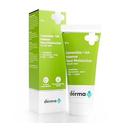 The Derma Co Ceramide + Ha Intense Moisturizer Cream With Hyaluronic Acid For Dry Skin Repairs Dry & Dull Skin | Locks In Moisture