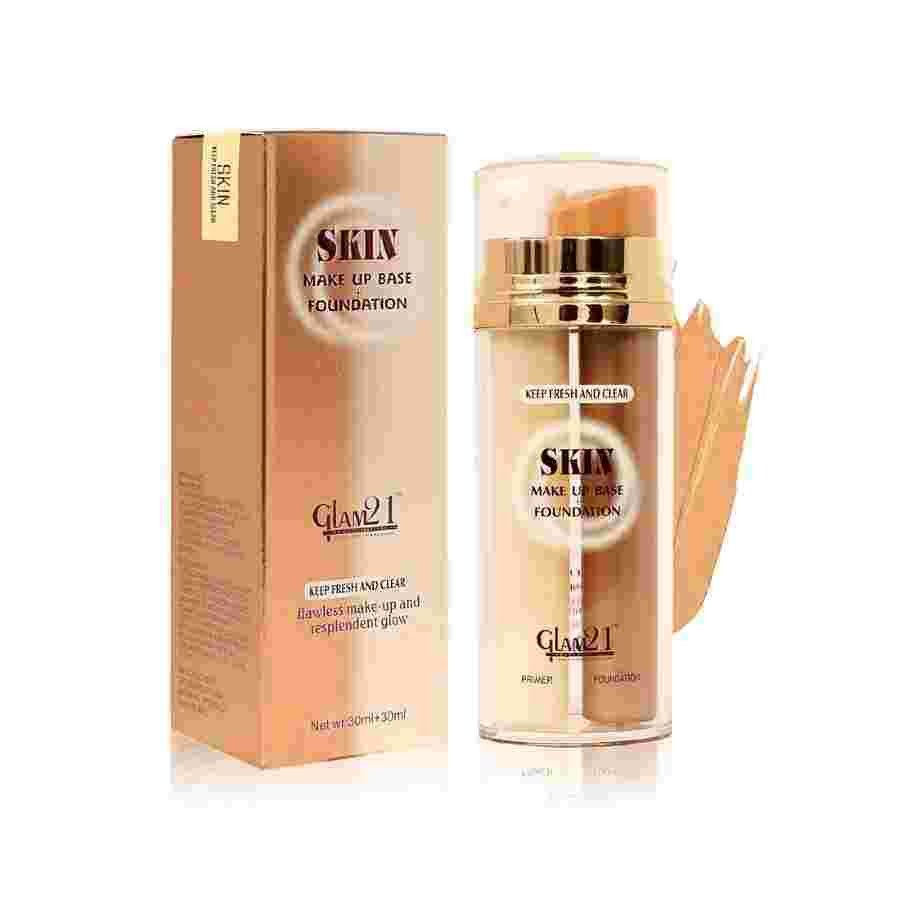 Glam21 Primer + Foundation For All Skin Tone| Oil Free Formula, Long Lasting, Pore Minimizer For Flawless Makeup 60ml