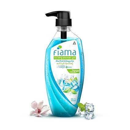 Fiama Cooling Body Wash Shower Gel Menthol & Magnolia, 500ml, Body Wash for Men & Women with Skin Conditioners & Menthol for Icy-Cool & Moisturized Skin, Feels 3° Cooler with Skin Friendly pH Suitable for All Skin Types