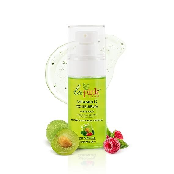 La Pink Vitamin C Face Toner Serum with White Haldi, Gotu Kola | For Glowing Bright Skin | Alcohol Free | Face Mist | 100% Microplastic Free Formula | All Skin Types | 50ml