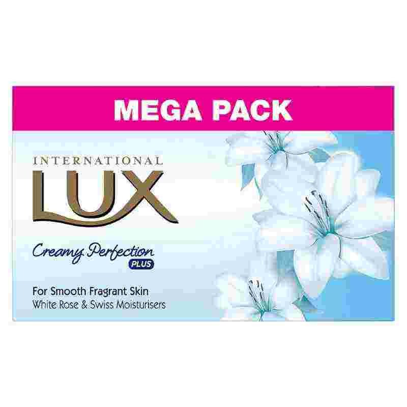 LUX International Creamy Perfection Plus Soap 500 g (4 x 125 g), For Smooth Fragrant Skin with White Rose And Swiss Moisturizer bathing Soap | For Glowing Skin