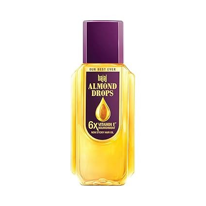 Bajaj Almond Drops Hair Oil, Hair Oil, 6X Vitamin E, Almond Oil, Light and Non-Sticky, Hair Fall Control
