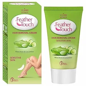 VI-JOHN Feather Touch Cucumber & Aloevera Hair Removal Cream, for Sensitive Skin, Suitable for Legs, Underarms, Bikini Line, Arms - 40g