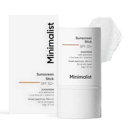 Minimalist Spf 50 Sunscreen Stick With Adenosine, Rice Bran Oil & Vitamin E, Broad Spectrum Pa++++ | For Women & Men | 20Gm All Skin Type