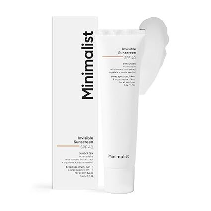 Minimalist Invisible Sunscreen for Oily Skin | | Ultra Light Sunscreen Gel with Matte Finish | SPF 40 PA+++ | Clinically Tested in USA (In-Vivo) | No White Cast | Sweat Resistant, Water Resistant | For Women & Men | 50 gm