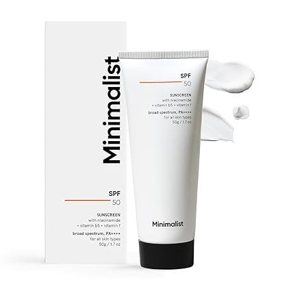 Minimalist Sunscreen SPF 50 PA++++ | Clinically Tested in US (In-Vivo) | Lightweight with Multi-Vitamins | No White Cast | Broad Spectrum Niacinamide Sunscreen For Oily Skin, Dry Skin | For Women & Men | 50g