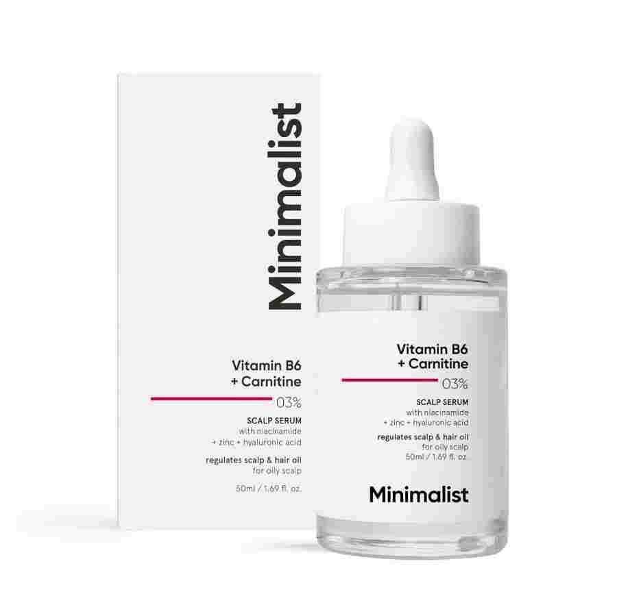Minimalist Oil Control Scalp Serum with Vitamin B6 + Carnitine 03% | Hair Serum for Excess Sebum & Greasy Hair with Niacinamide, Zinc, and Hyaluronic acid | 50 ml