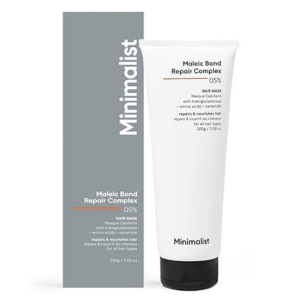 Minimalist Hair Mask for Damaged Hair & Frizzy Hair | After Shampoo | Maleic Bond Repair Complex 5% | Transglutaminase, Amino Acids & Ceramides | For Women & Men | 7.05 Oz/200 gm