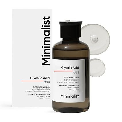 Minimalist 8% Glycolic Acid Toner For Glowing Skin | Multi-functional Exfoliating Toner With Bamboo Water for Body, Face, Underarms & Scalp | For Women & Men | 150 ml