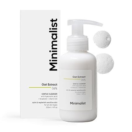 Minimalist Gentle Face Wash With 6% Oat Extract & Hyaluronic Acid For Sensitive Skin (Dry to Normal) | Sulphate Free | Non-Drying | Fragrance Free | Gentle Cleanser (120 ML)