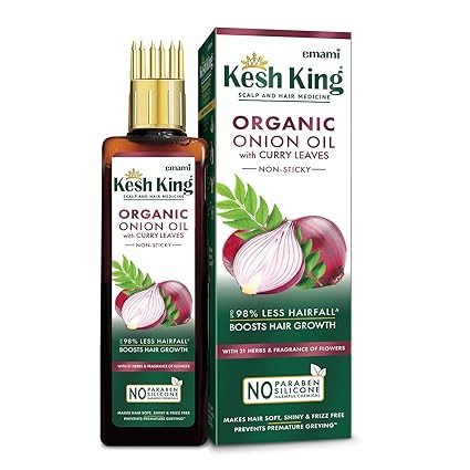 Kesh King Organic Onion Oil With Curry Leaves Reduces Hair Fall Upto 98% and Boosts Hair Growth | Non-Sticky Formula | Fragrance of Flowers | Goodness of Onion, Curry Leaves, Amla & Bhringraj - 100ml