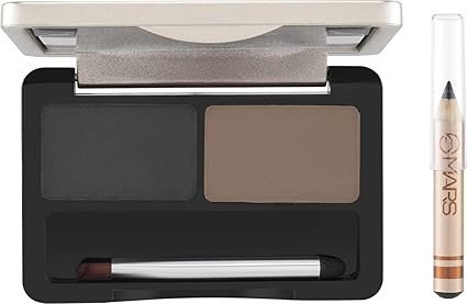 MARS The Eyes Kit With Eyebrow Pencil & Enhancer| Dual Powder Palette | Precision Applicator Brush | Complementary Eye Pencil | User Friendly (6.2gm) (Shade-02)