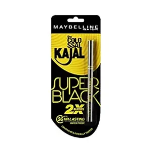 Maybelline New York Kajal, Super Black, Intense Colour, Sharp Definition, Long-lasting, Colossal Kajal, 0.35g