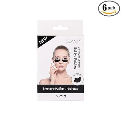 CLAMY Gel Collagen Eye Masks Sheet Patch Charcoal For (Pack Of 6 Pairs)