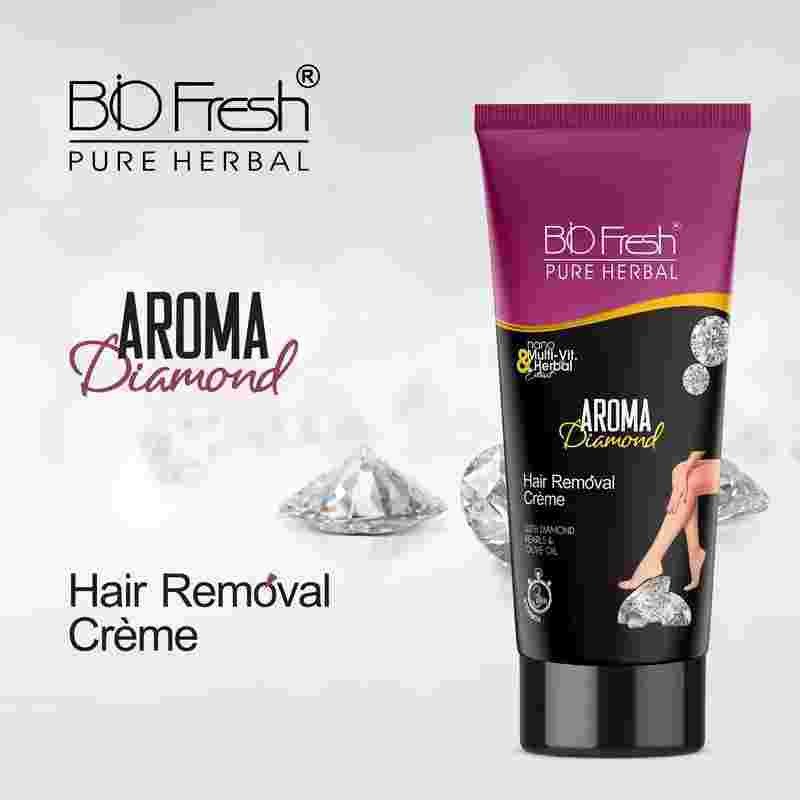 BIOFRESH HERBALS Diamond Hair Removal Cream Painless Bikini & Body Underarms Hair Removal Cream Sensitive Intimate Hair Removal Cream for All Skin Types 60g