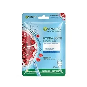 Garnier Skin Naturals, Serum Mask, Hydrating & Soothing, Hydra Bomb Pomegranate Mask, 1 pc, 28g