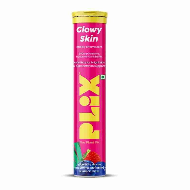 PLIX - THE PLANT FIX Glutathione Tablets With Vitamin C For Clear And Youthful Skin (Pack Of 1, Strawberry) | 15 Collagen Supplements |500mg L-Glutathione, Vitamin E And Hyaluronic Acid