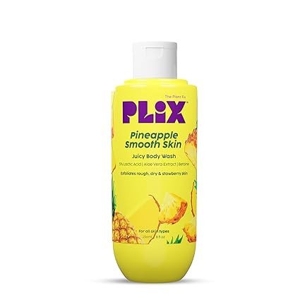PLIX - THE PLANT FIX Pineapple 5% Lactic Acid Exfoliating Body Wash For All Skin Types, Paraben-Free Shower Gel, For Dry, Rough & Strawberry Skin, 236 Ml