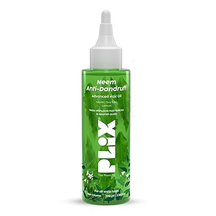 Plix Neem Anti-Dandruff Advanced Hair Oil | Reduces Dandruff | Soothes Itchy Scalp | Calms Inflammation | Non-Greasy & Lightweight | Dermatogically Tested |100ml