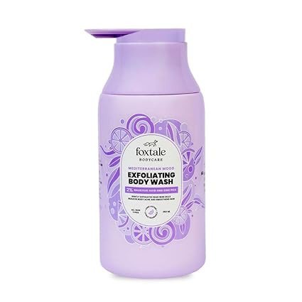 FoxTale 2% Salicylic Acid Exfoliating Body Wash With Zinc Pca|Reduces Body Acne, Strawberry Skin & Ingrown Hair|Smoothens Uneven Texture In 28 Days|Body Wash Men & Women|Exfoliating Shower Gel|250 Ml