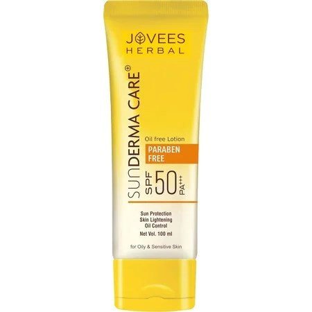 Jovees Herbal Sun Derma Care Lotion SPF 50 PA+++ Broad Spectrum | Oil Free | Quick Absorption | Lightweight |UVA & UVB Protection | For oily and sensitive skin | Paraben And Alcohol Free | 100ML