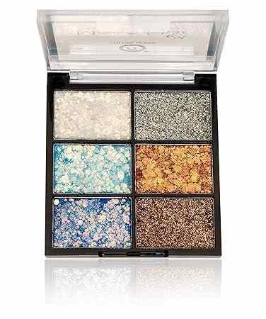 COLORS QUEEN Moon Star 6 Color Glitter Eyeshadow Palette Shimmery Finish Highly Sparkle Glitter Eyeshadow Palette Long Lasting Eye Makeup Palette 15g
