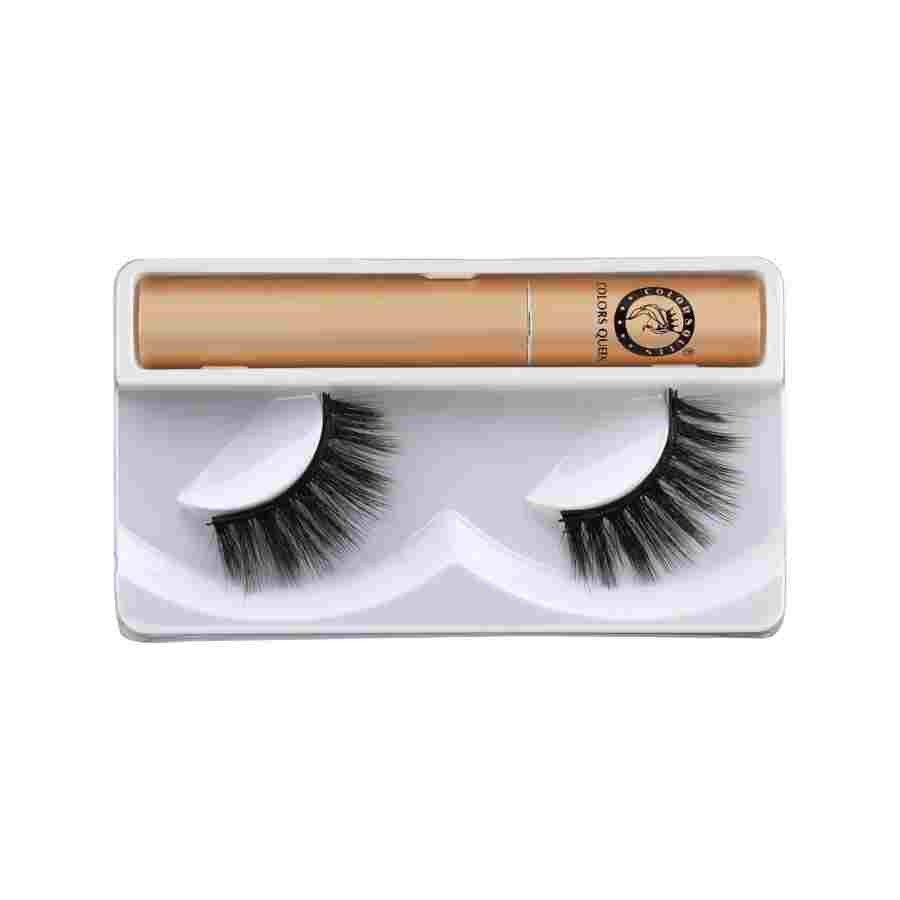 Colors Queen Magnetic Eyeliner Eyelashes for Women | Eye Makeup Lash 5D, Fake Eyelash Long Natural Eyelashes 1 Pair with 5g Eyelash Glue EL08 008