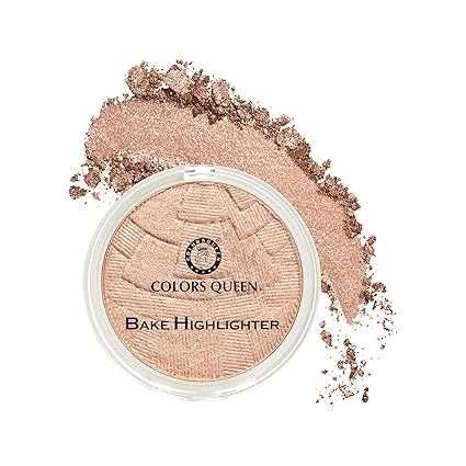 Colors Queen Too Much Baked Shimmer Blusher and Highlighter for Face Makeup | Highly-Pigmented Powder Highlighter | Easy-to-blend Formula, for a Silky and Shimmery Effect