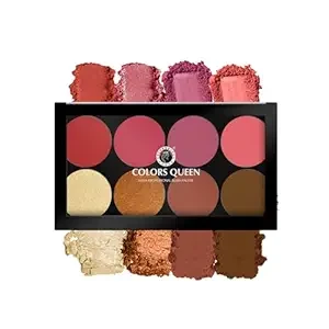 Colors Queen Ultra Professional Blush Palette with Shimmer Highlighters and Contour | Highly Pigmented & Easy to Blendable Shades | Lightweight Blush and Highlighter Palette